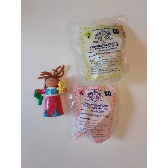 Vintage 1994 Cabbage Patch Kids Lot of 3 McDonalds Dolls Toys 2 new 1 open - Picture 2 of 2